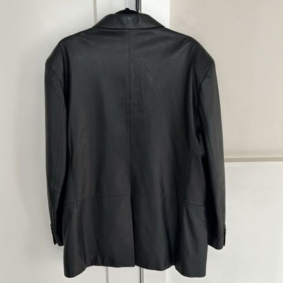 Alfani Men’s Black Genuine Leather Jacket Blazer Sleek Dress Coat Sz 42 REG NWT - Picture 3 of 14